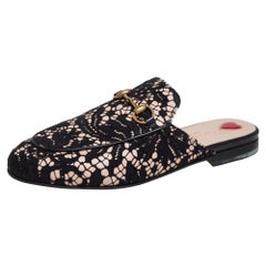 Gucci Black Lace Princetown Mules Size 36.5