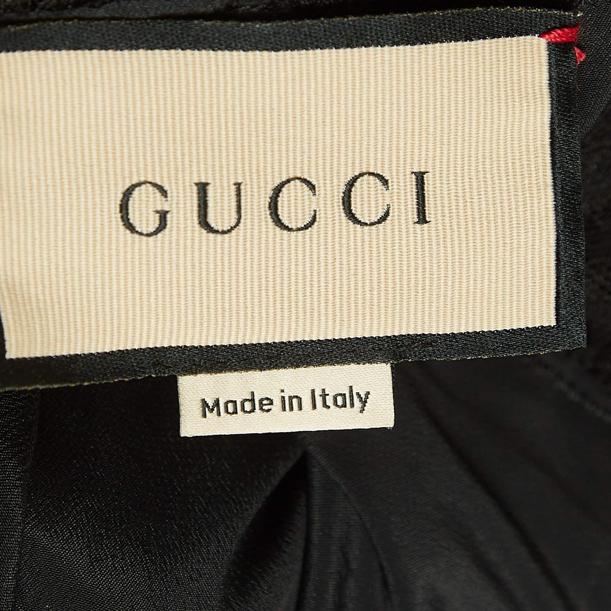 Gucci Black Lace Strappy Midi Dress M 1