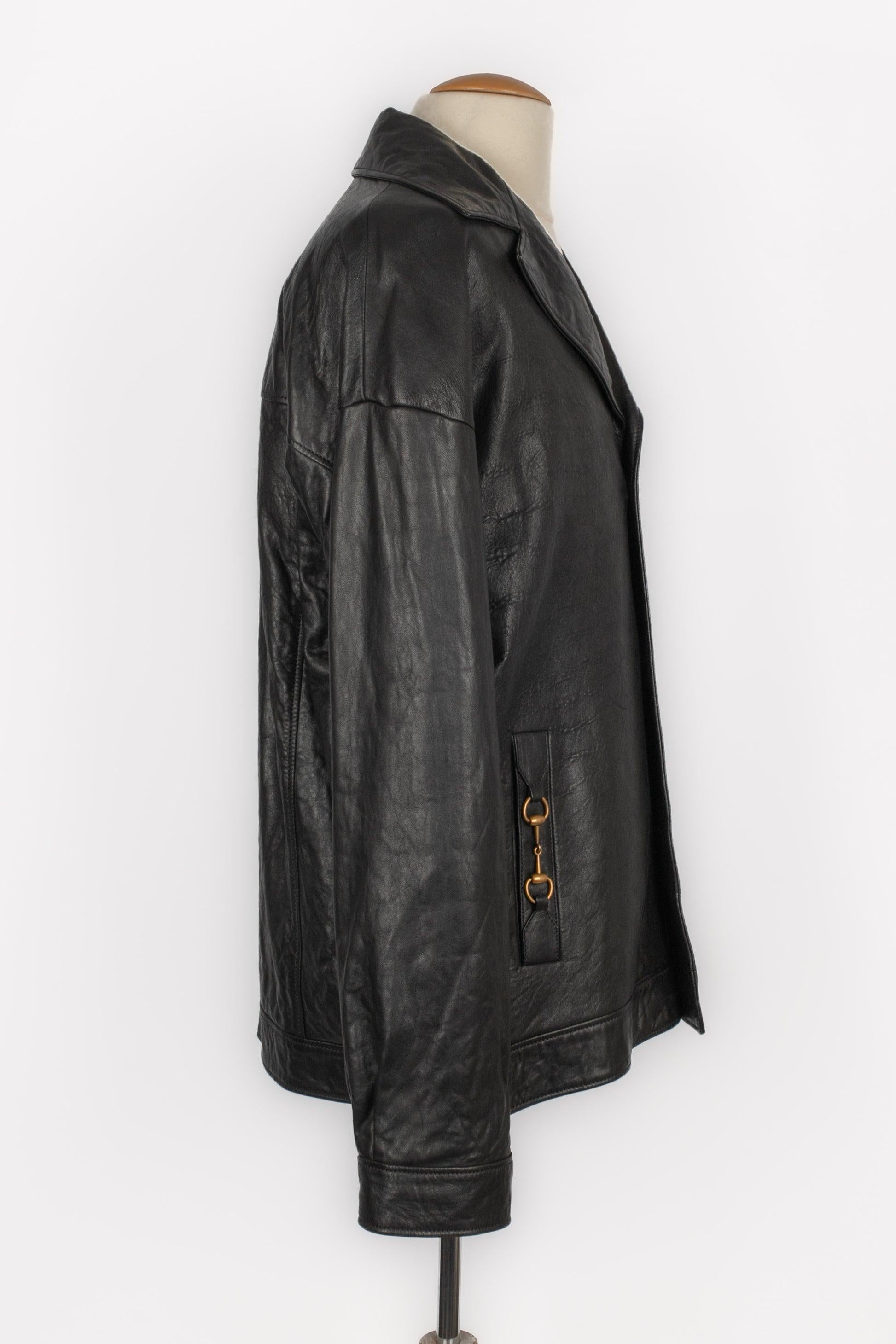 Gucci Black Lamb Leather Men Jacket In Excellent Condition For Sale In SAINT-OUEN-SUR-SEINE, FR