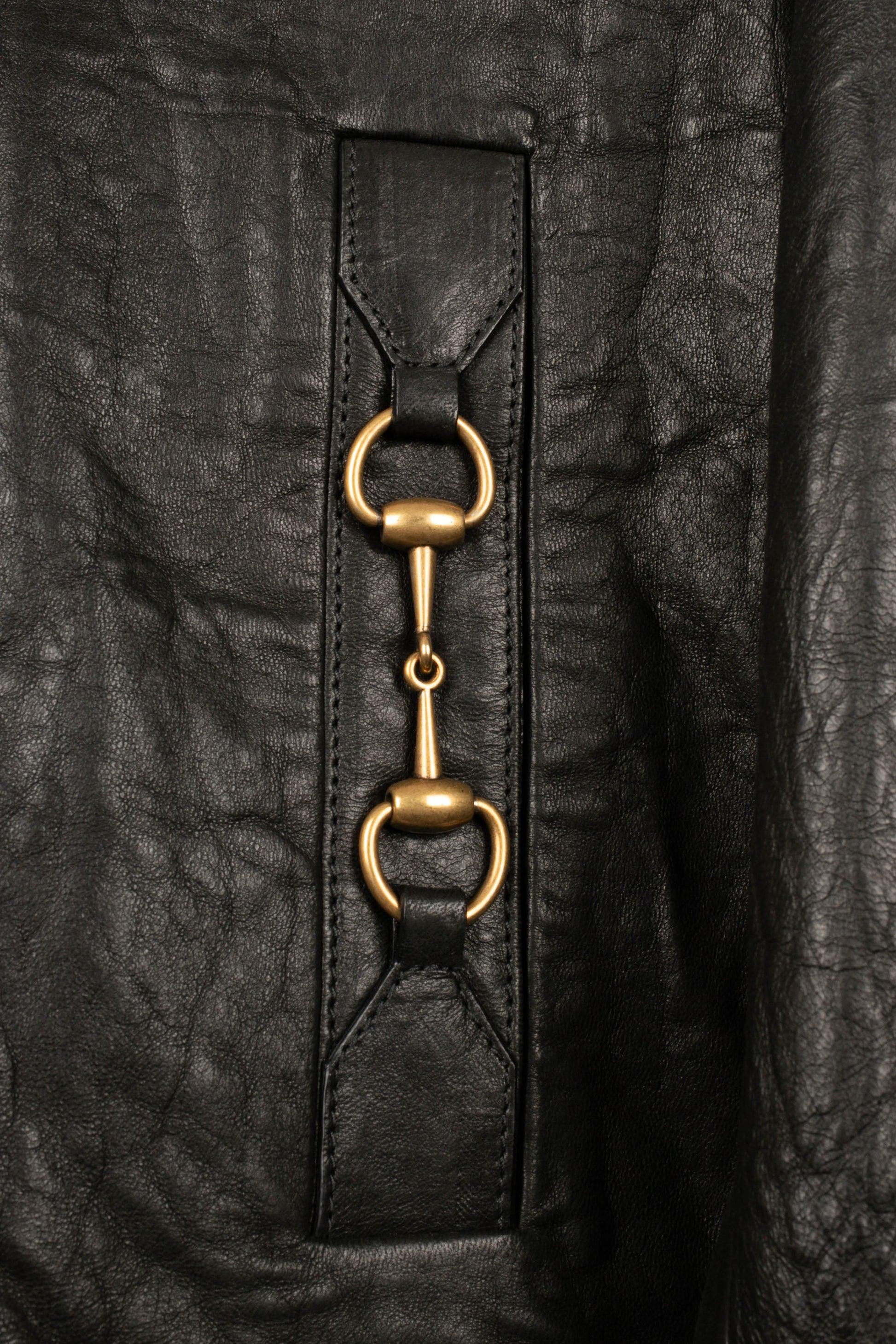 Gucci Black Lamb Leather Men Jacket For Sale 2