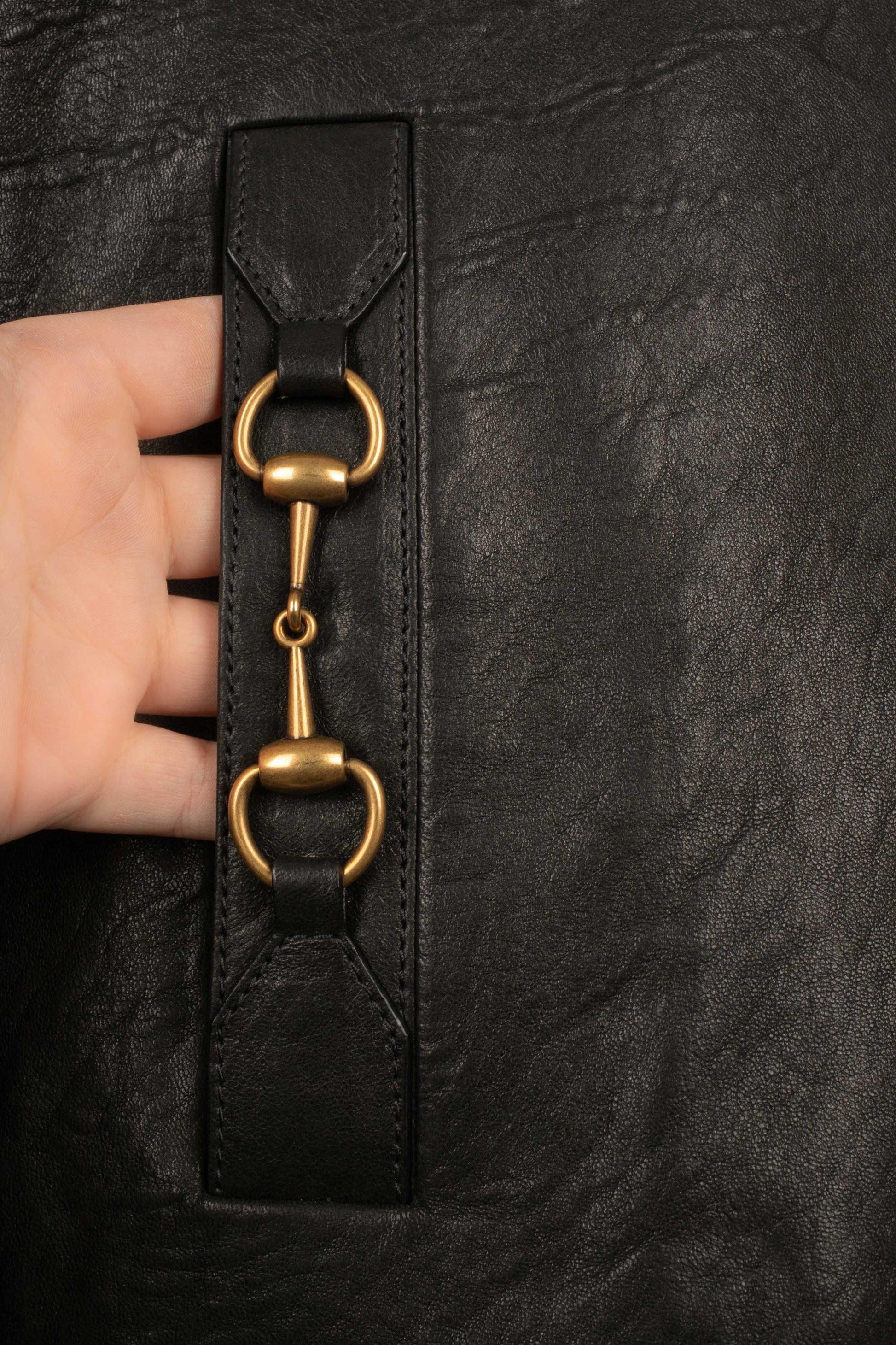 Gucci Black Lamb Leather Men Jacket For Sale 4