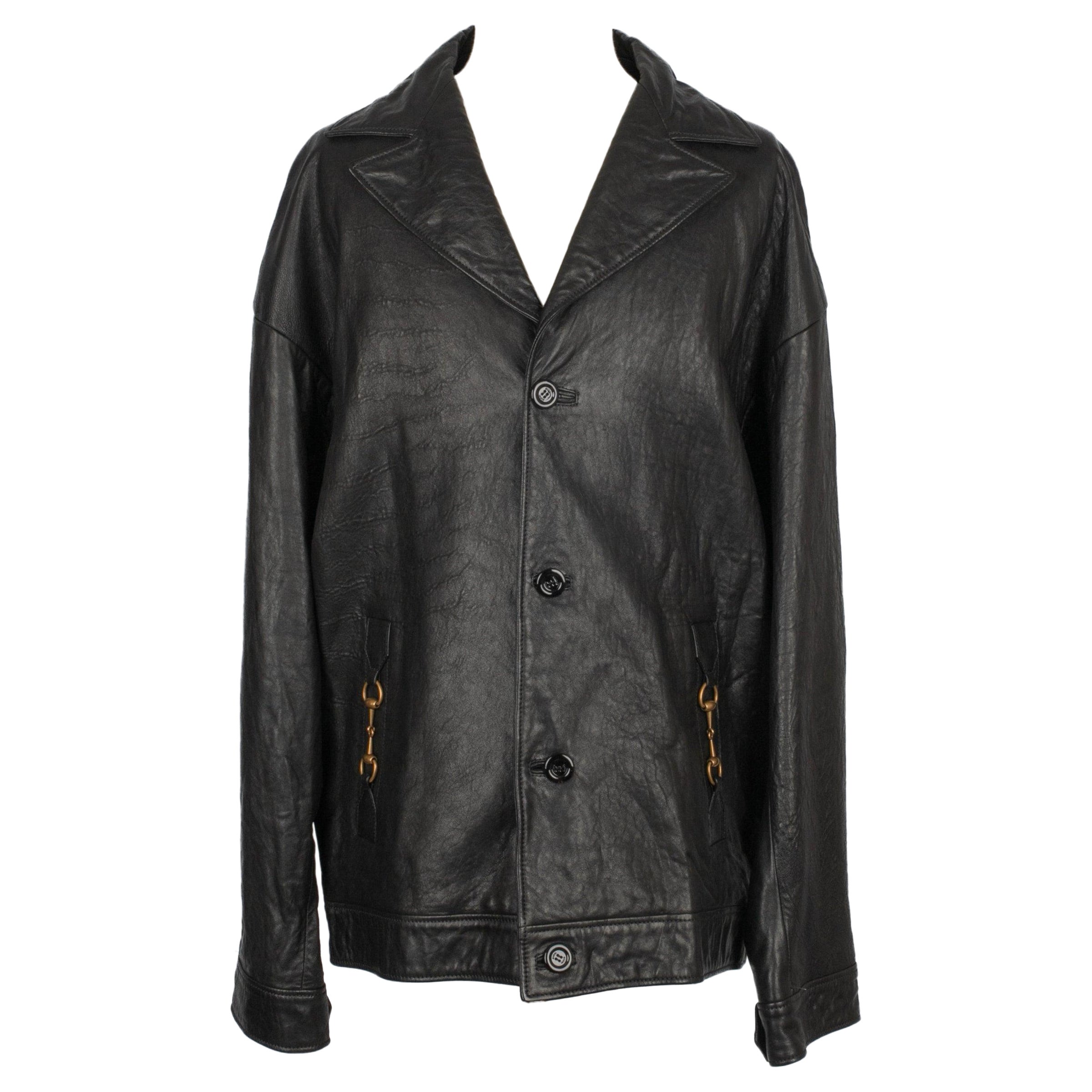 Gucci Herrenjacke aus schwarzem Lammleder