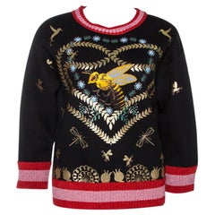 Gucci Black Laminated Heart Felt Jersey Sweatshirt XXS