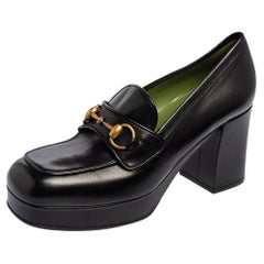 Gucci Black Leather 1953 Horsebit Loafers Pumps Size 39