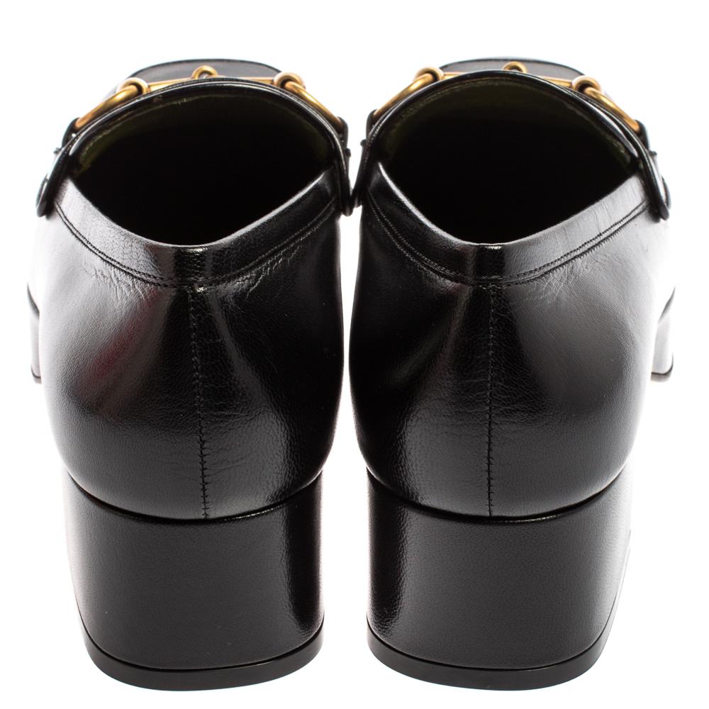 Gucci Black Leather 1953 Horsebit Platform Moccasin Size 37 In Good Condition In Dubai, Al Qouz 2