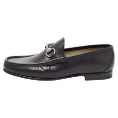 Gucci Black Leather 1953 Horsebit Slip On Loafers Size 40.5