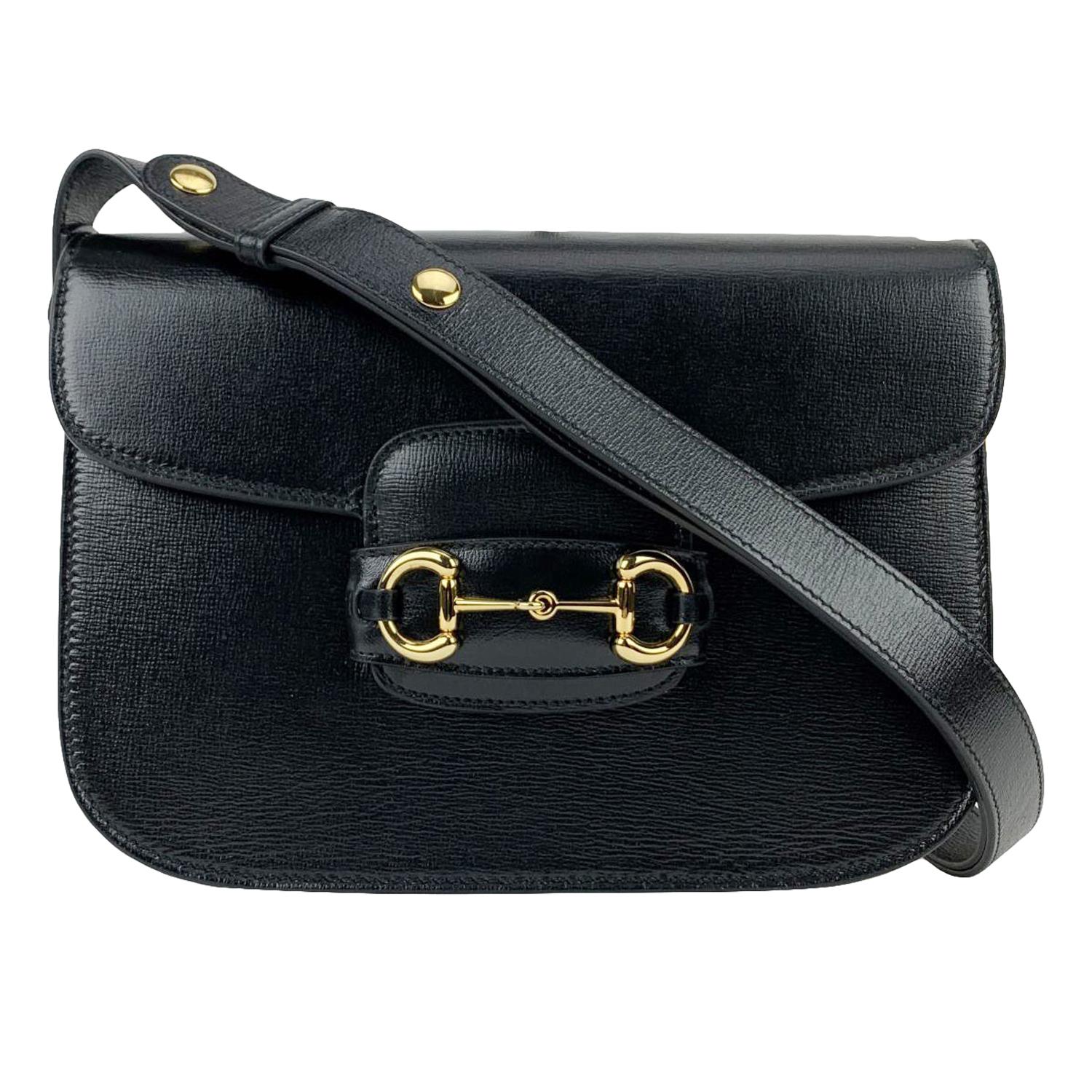 Gucci Black Leather 1955 Horsebit Box Shoulder Bag