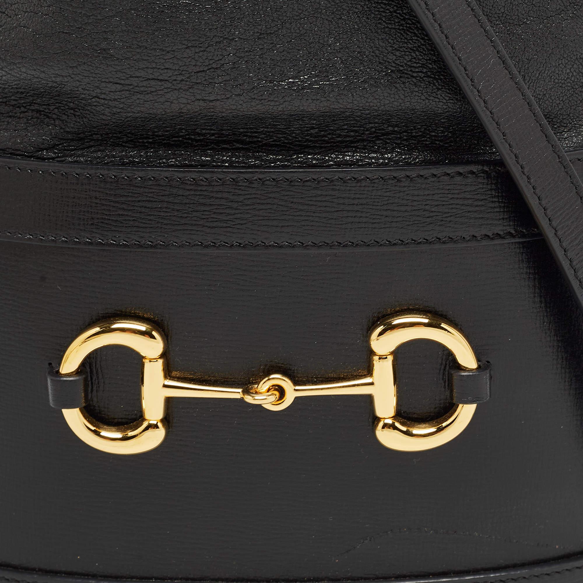 Gucci Black Leather 1955 Horsebit Bucket Bag 3