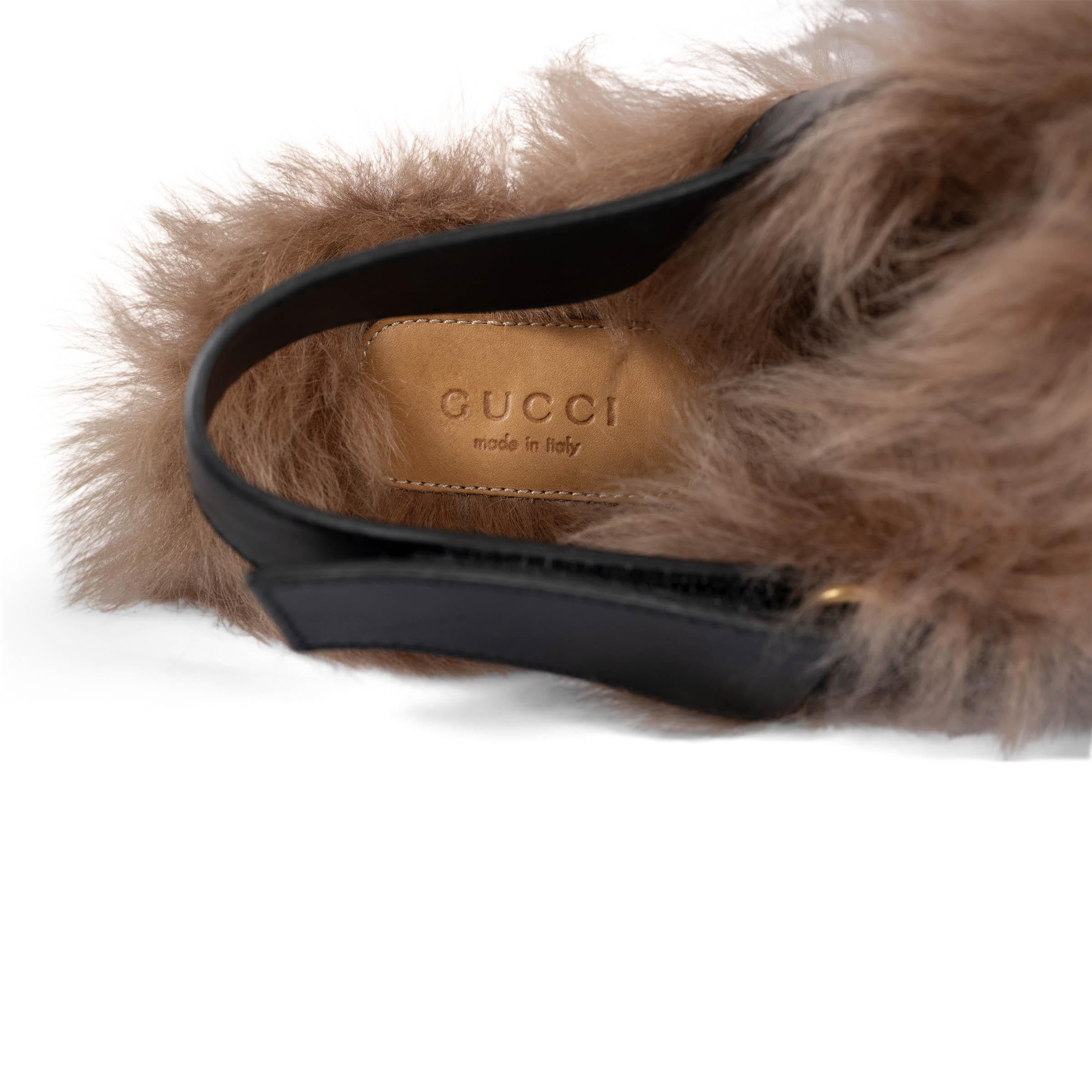 GUCCI black leather 2015 AMSTEL FUR LINED CLOGS Shoes 42 fit 41 1