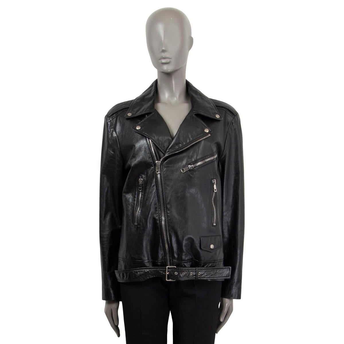 GUCCI black leather 2016 GHOST BIKER Jacket 48 XXL In Excellent Condition In Zürich, CH