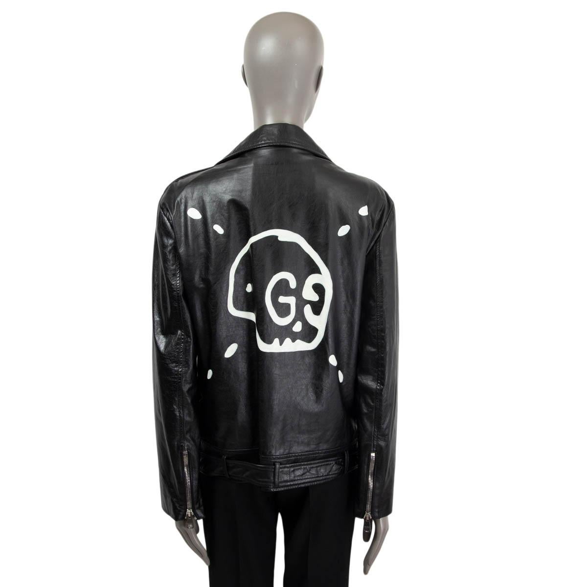 GUCCI black leather 2016 GHOST BIKER Jacket 48 XXL 1