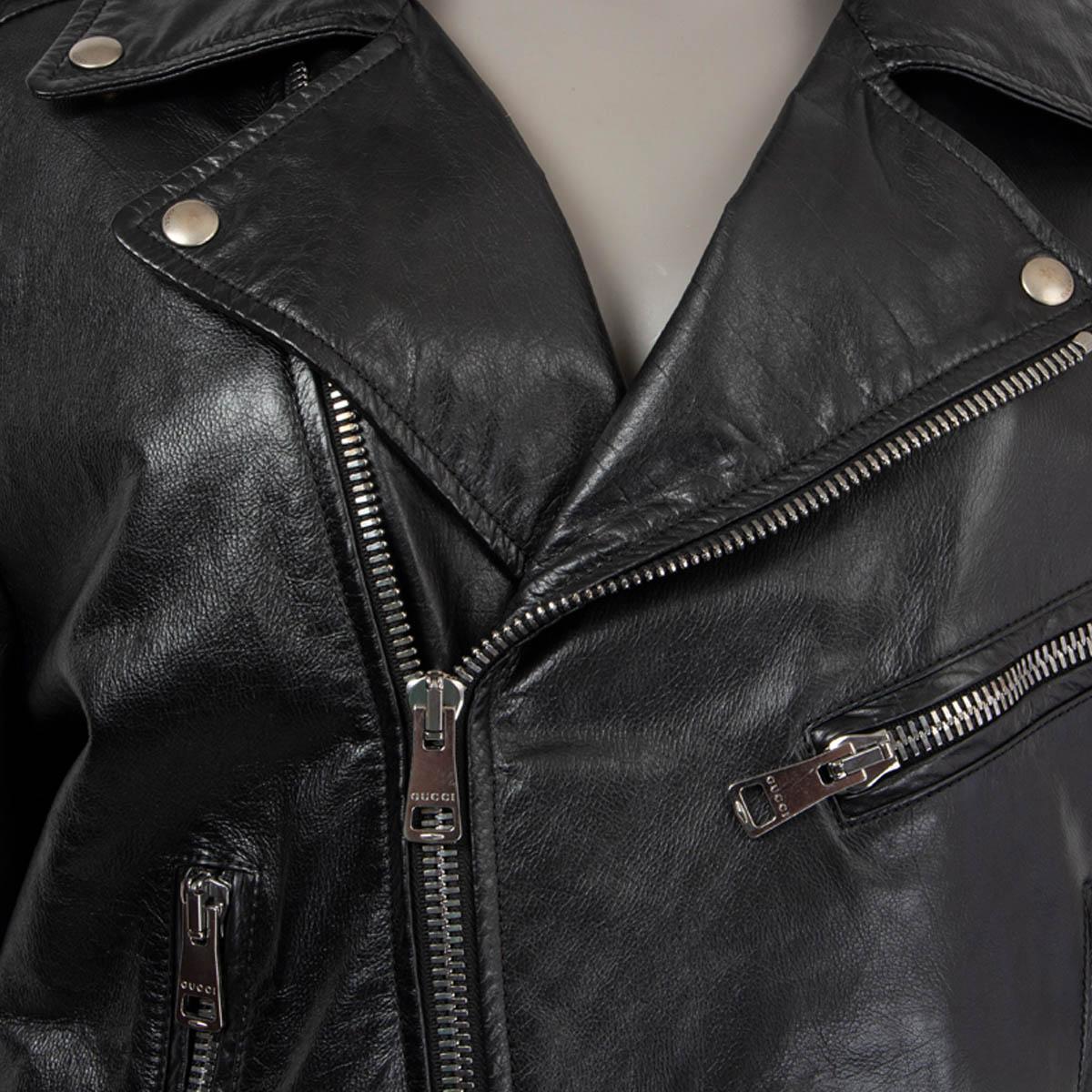 GUCCI black leather 2016 GHOST BIKER Jacket 48 XXL 2