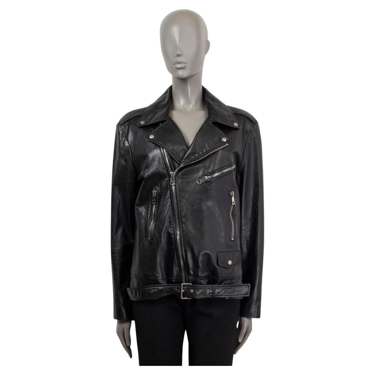 GUCCI black leather 2016 GHOST BIKER Jacket 48 XXL