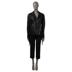 GUCCI black leather 2017 BEADED FRINGE BIKER Jacket 44 L