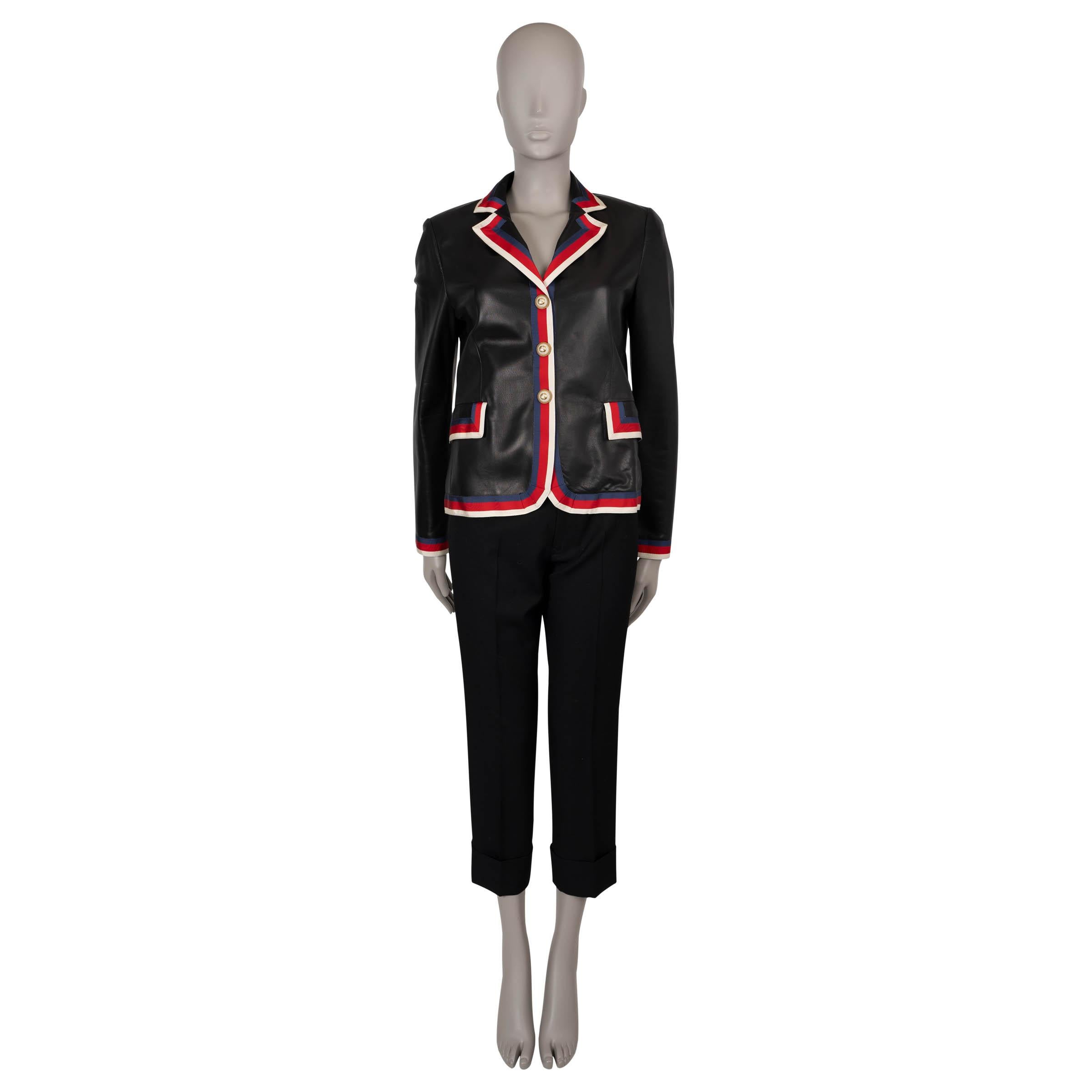 GUCCI cuero negro 2017 BLIND FOR LOVE Chaqueta Blazer 44 L en Excelente estado para la venta en Zürich, CH