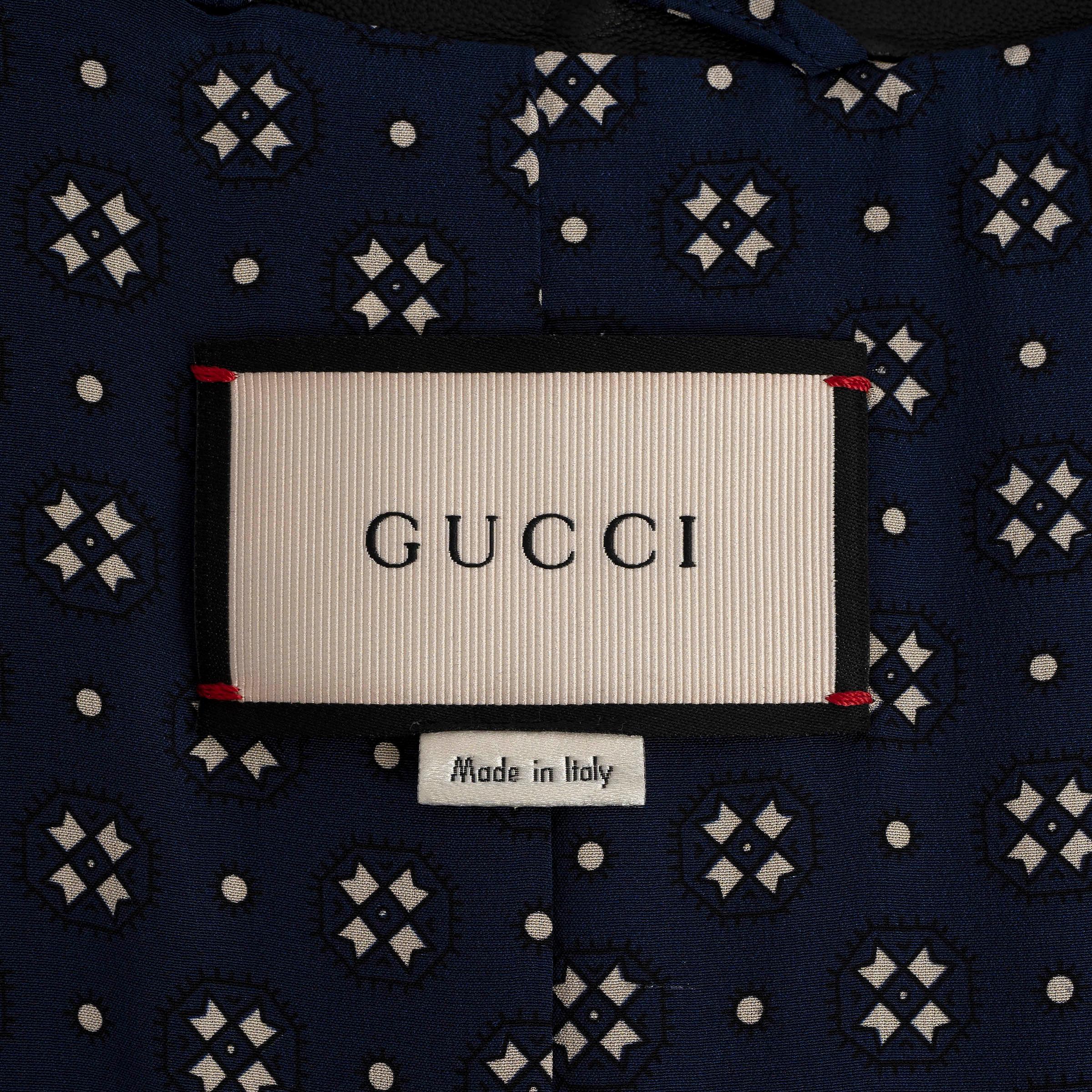 GUCCI cuero negro 2017 BLIND FOR LOVE Chaqueta Blazer 44 L en venta 2