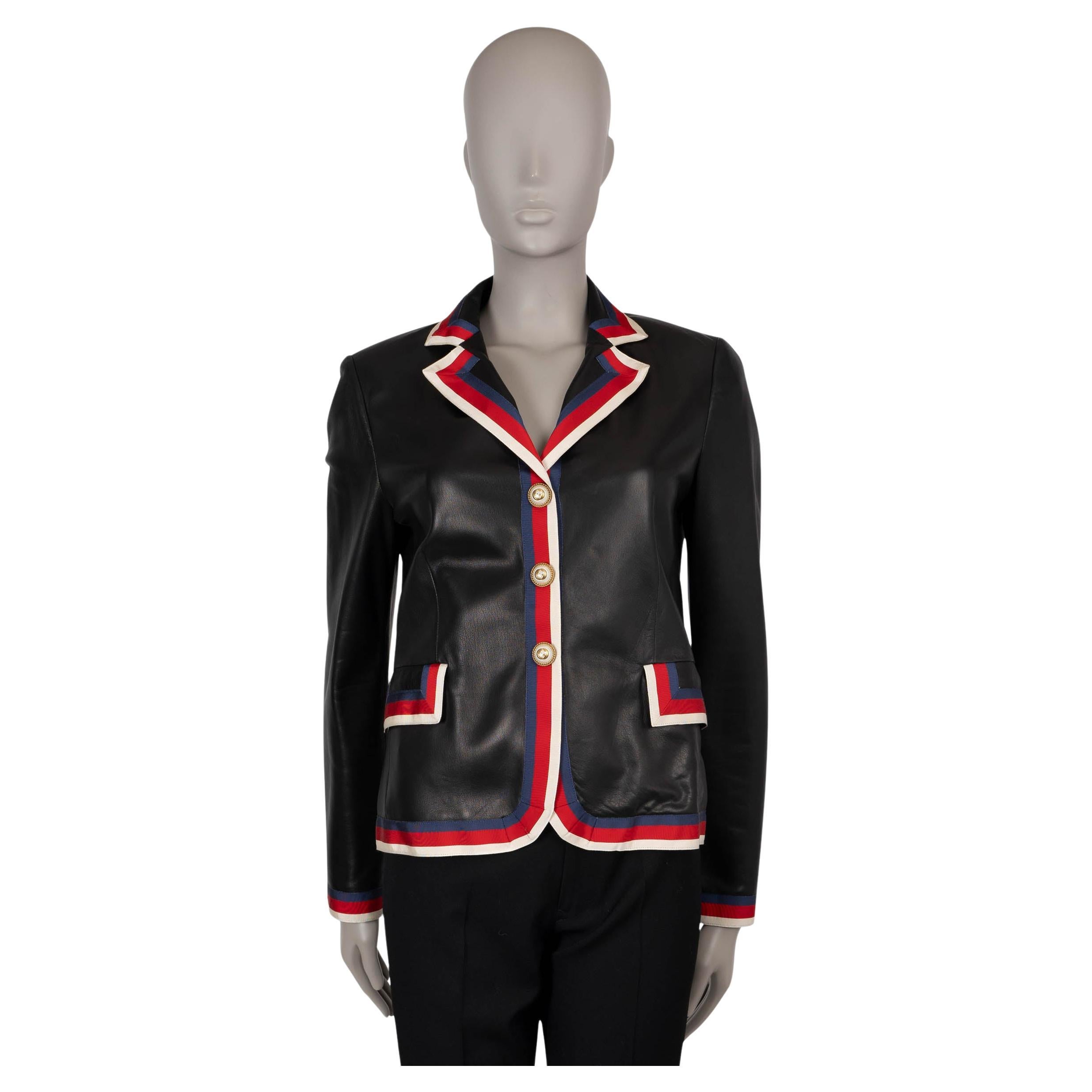 GUCCI cuero negro 2017 BLIND FOR LOVE Chaqueta Blazer 44 L en venta