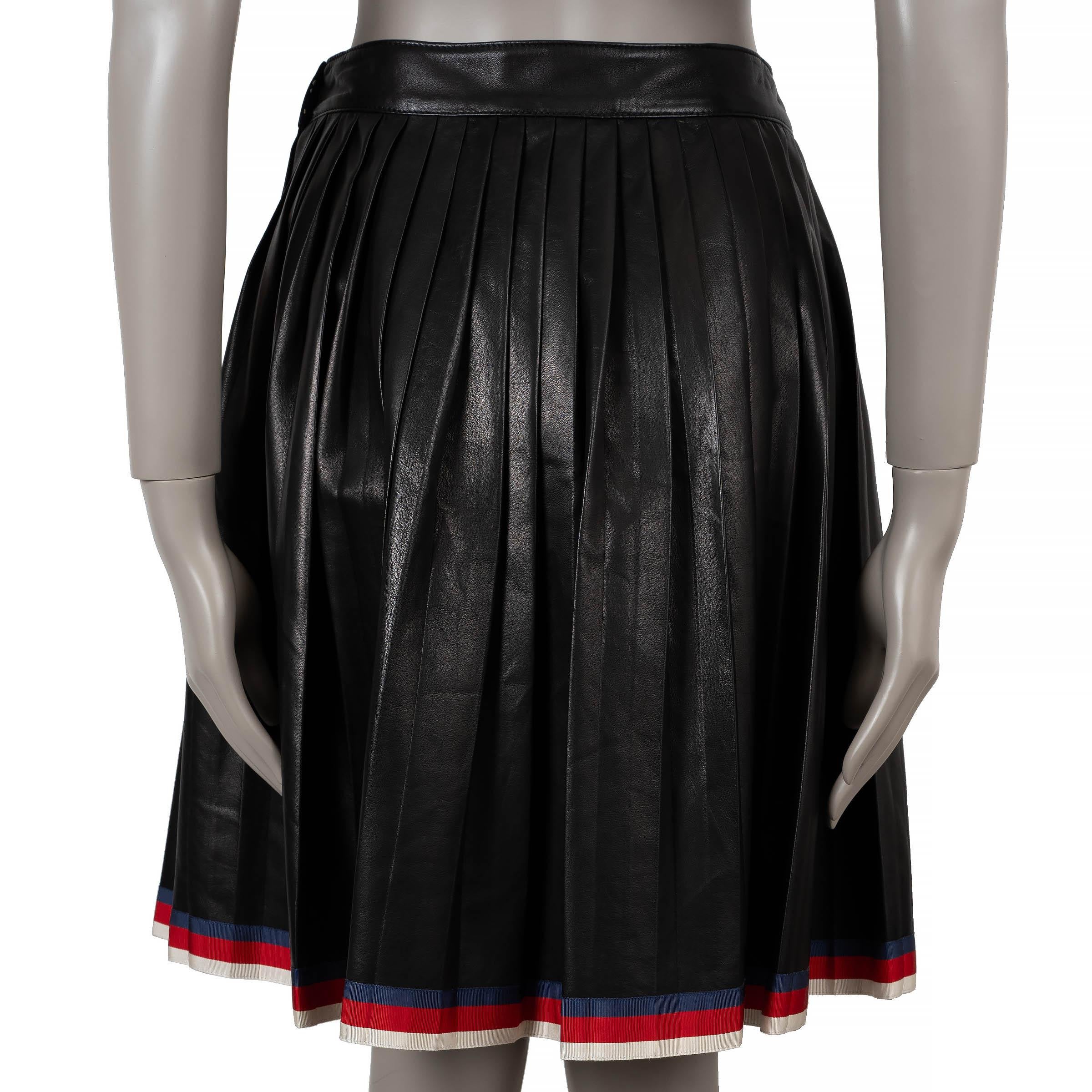 Nero Gucci Gonna SYLVIE TRIM PLEATED 2017 in pelle nera 44 L. in vendita