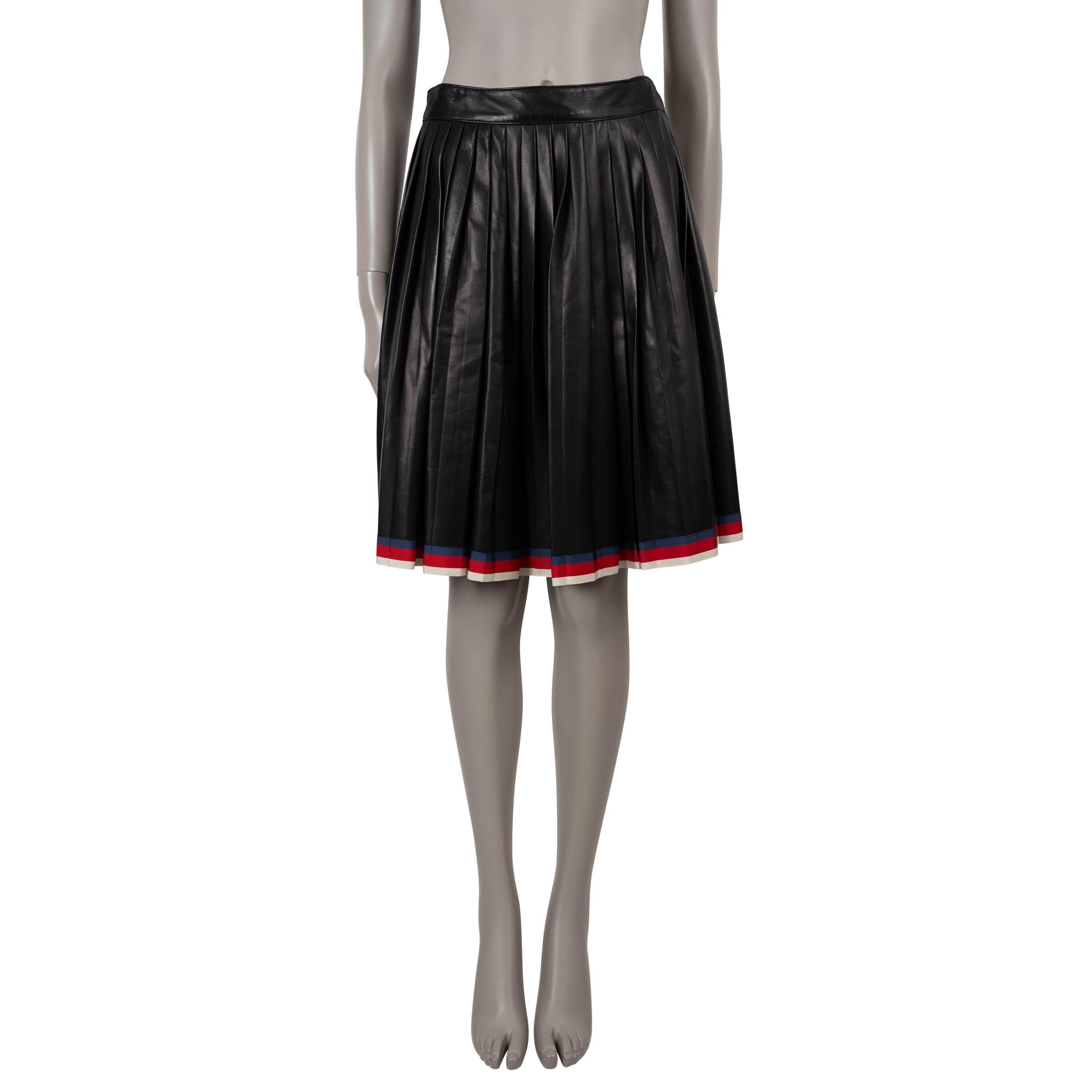 Gucci Gonna SYLVIE TRIM PLEATED 2017 in pelle nera 44 L. In condizioni ottime in vendita a Zürich, CH