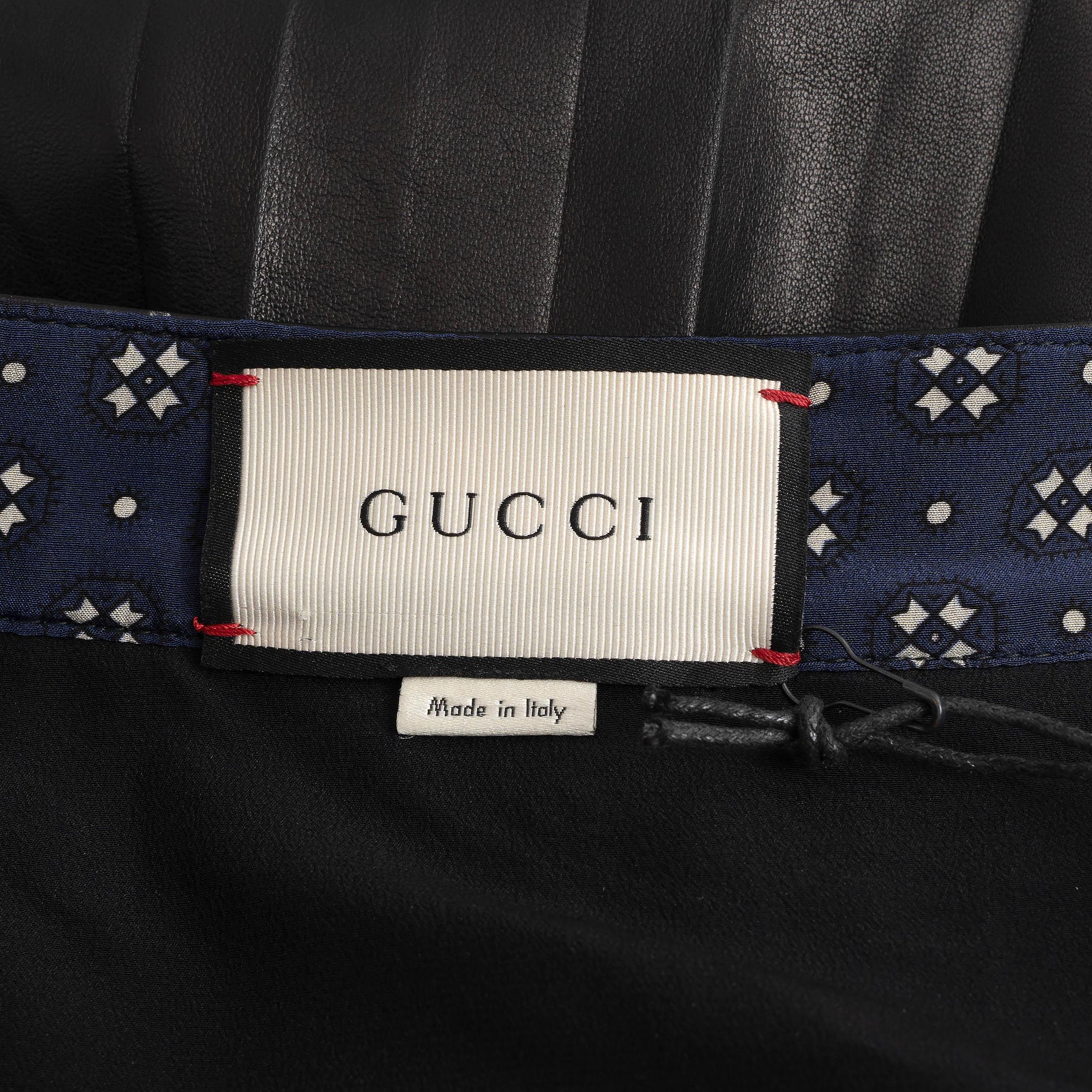 Gucci Gonna SYLVIE TRIM PLEATED 2017 in pelle nera 44 L. in vendita 1