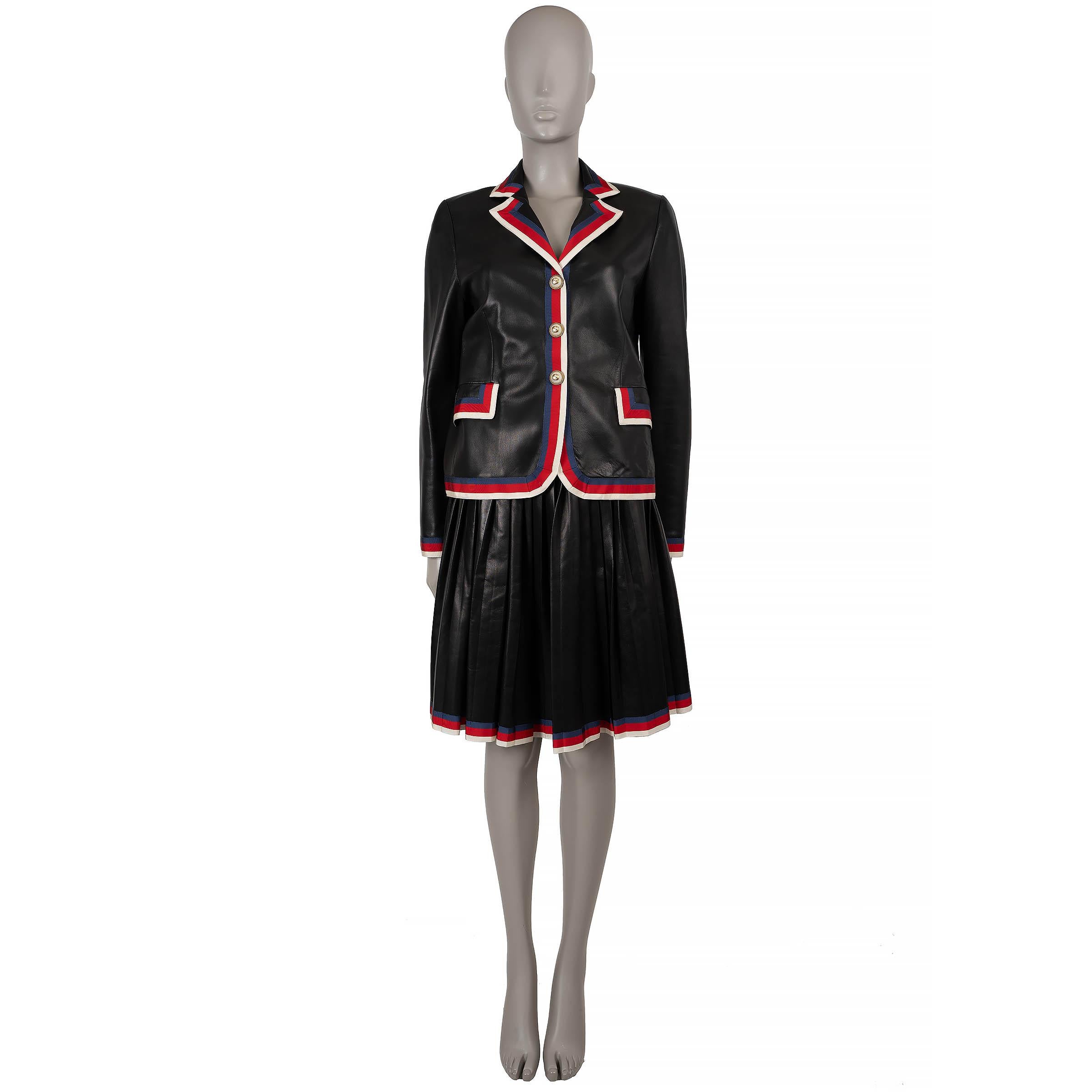 Gucci Gonna SYLVIE TRIM PLEATED 2017 in pelle nera 44 L. in vendita 2