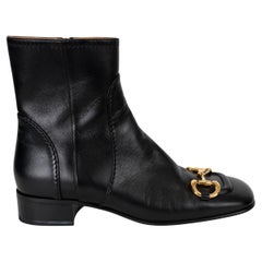 GUCCI black leather 2021 BABIES HORSEBIT Ankle Boots Shoes 40