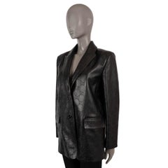 GUCCI black leather 2021 GG EMBOSSED Blazer Jacket 40 S