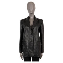 GUCCI black leather 2021 GG EMBOSSED Blazer Jacket 40 S