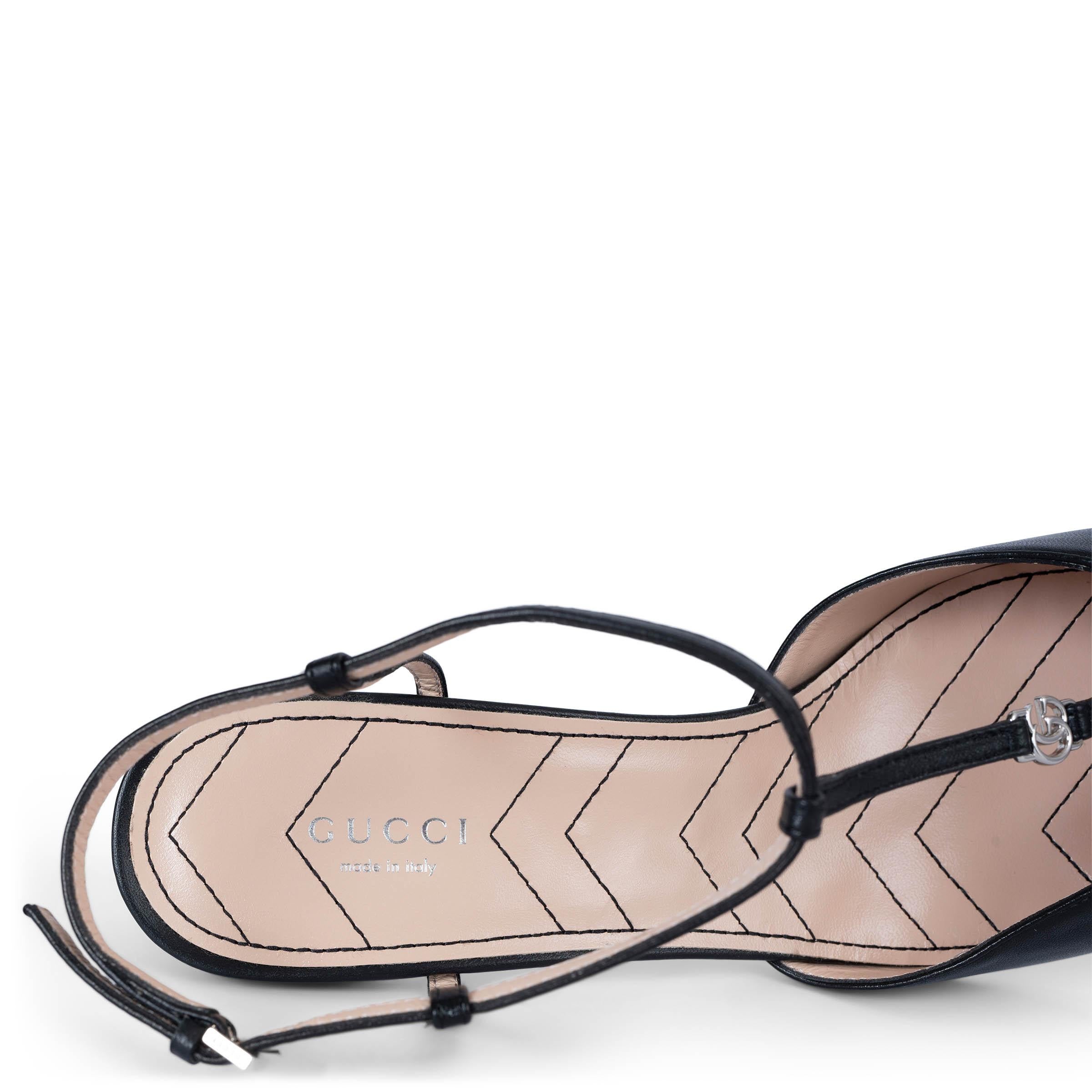 GUCCI black leather 2022 MARMONT 55 T-STRAP Pumps Shoes 40 For Sale 1