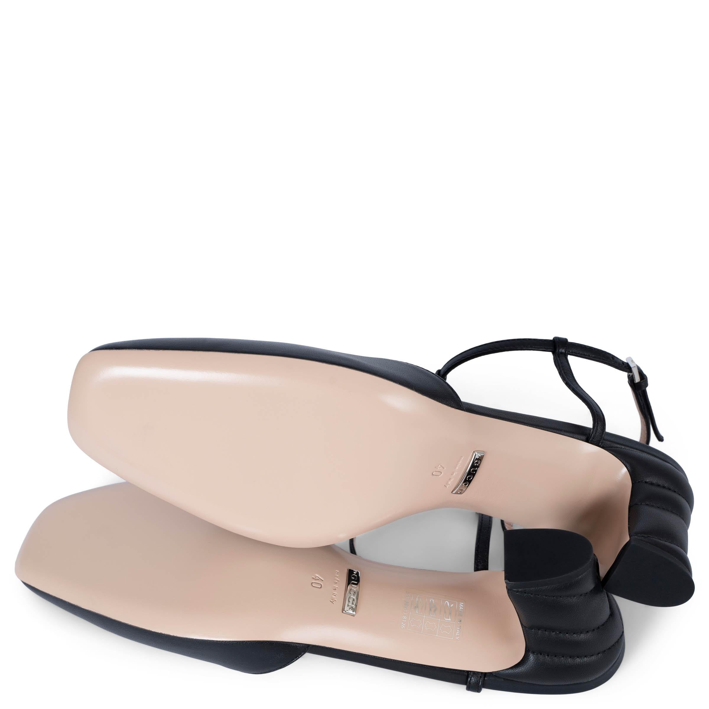 GUCCI black leather 2022 MARMONT 55 T-STRAP Pumps Shoes 40 For Sale 2
