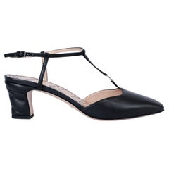 GUCCI black leather 2022 MARMONT 55 T-STRAP Pumps Shoes 40