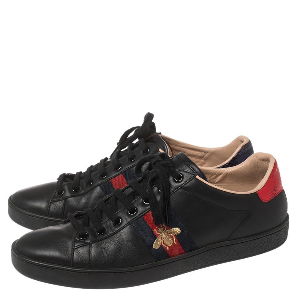 Gucci Black Leather Ace Low Top Sneakers Size 39.5 1