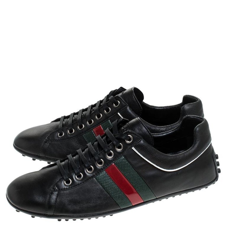 Gucci Black Leather Ace Sneakers Size 41 For Sale at 1stDibs