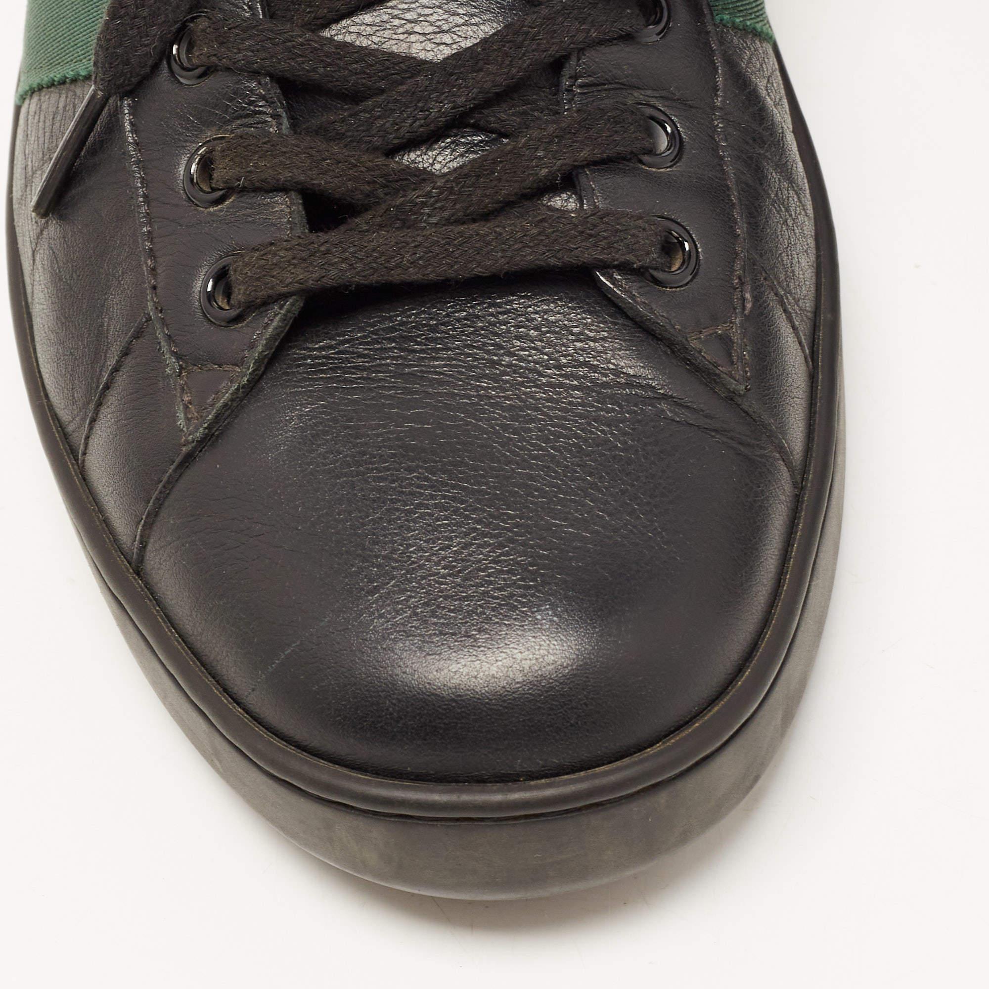 Gucci Black Leather Ace Web Low Top Sneakers Size 42 3
