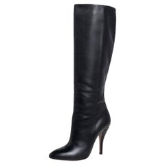 Gucci Black Leather Adina Knee Length Boots Size 38.5
