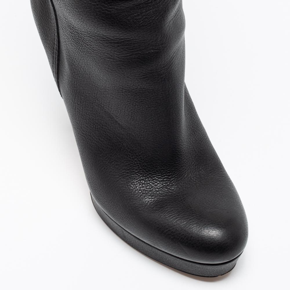 Gucci Black Leather Alexa Platform Knee High Boots Size 37.5 2
