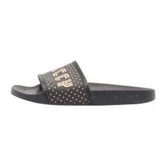 Gucci Chaussures plates Guccy en cuir et toile noirs, taille 40