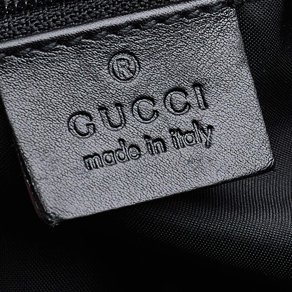 Gucci Black Leather And Fabric Vintage Hobo In Fair Condition In Dubai, Al Qouz 2