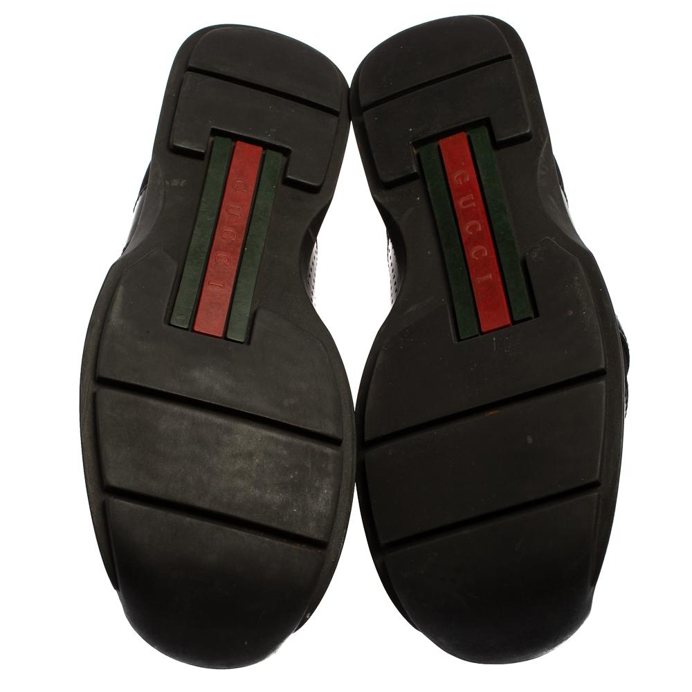 Men's Gucci Black Leather And Mesh Double Velcro Sneakers Size 45
