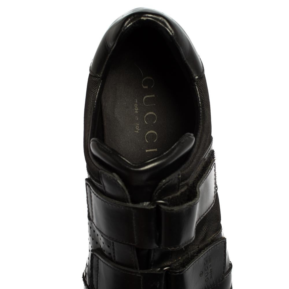 Gucci Black Leather And Mesh Double Velcro Sneakers Size 45 1