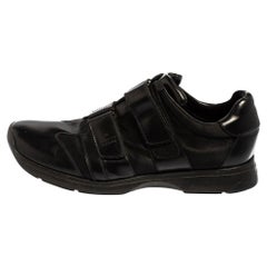 Gucci Black Leather And Mesh Double Velcro Sneakers Size 45