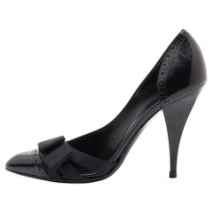 Gucci Black Leather and Satin Bow D'orsay Pumps Size 37.5
