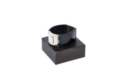 GUCCI Black Leather and Silver Bracelet