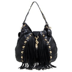 Gucci Black Leather and Suede Babouska Fringe Hobo