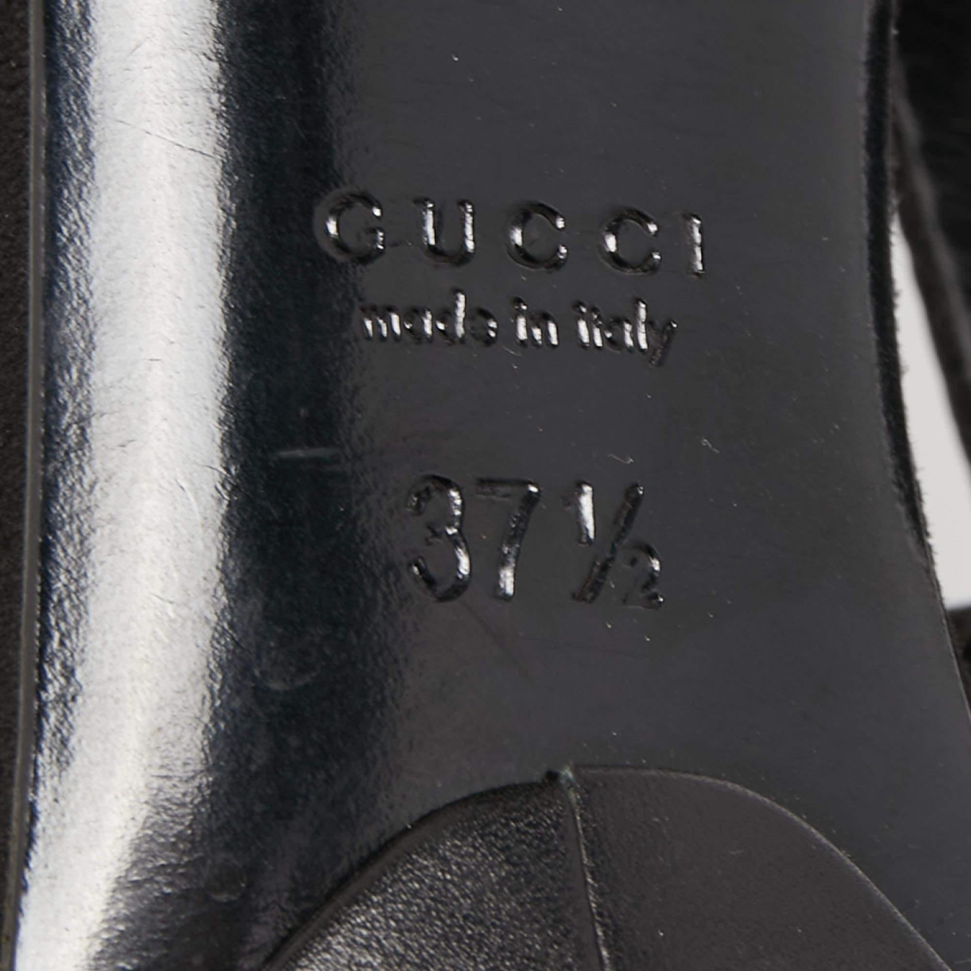 Gucci Black Leather and Suede Daryl Sandals Size 37.5 For Sale 6