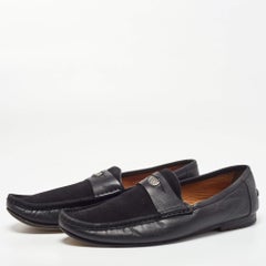 Gucci Black Leather and Suede Hysteria Penny Loafers Size 43