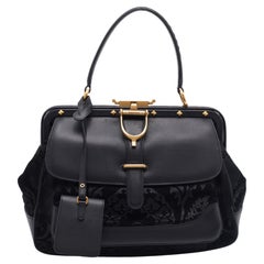 Gucci Black Leather And Suede Lady Stirrup Top Handle Bag