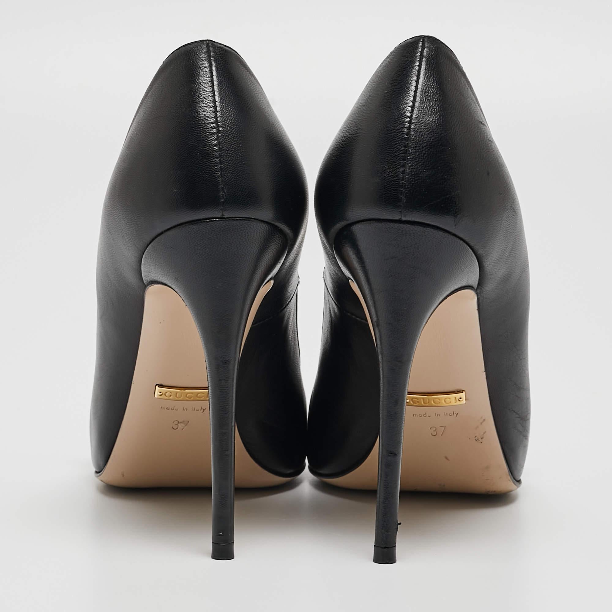 Gucci Black Leather Aneta Pointed Pumps Size 37 1