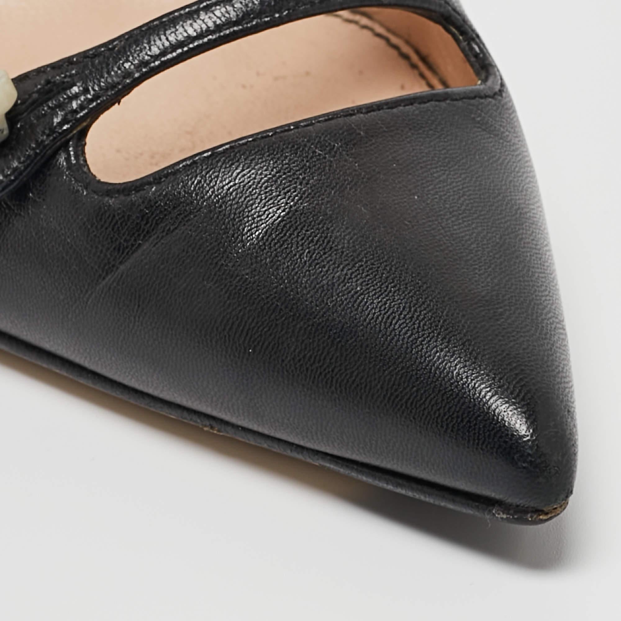 Gucci Black Leather Aneta Pointed Pumps Size 37 4