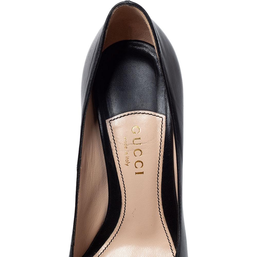 Gucci Black Leather Aneta Pointed Toe Pumps Size 35.5 2